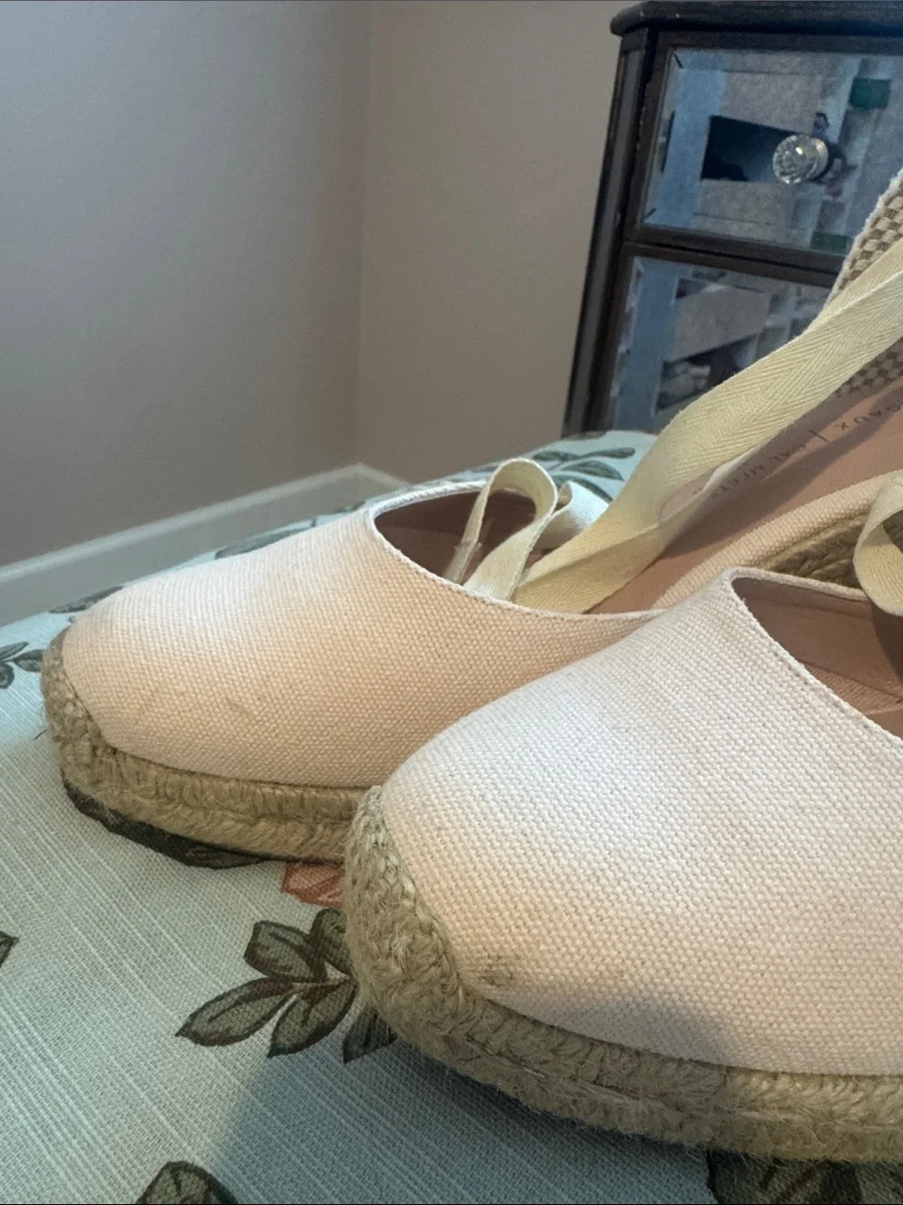 Margaux Cream Espadrille Wedge Sandals with Tan Jute